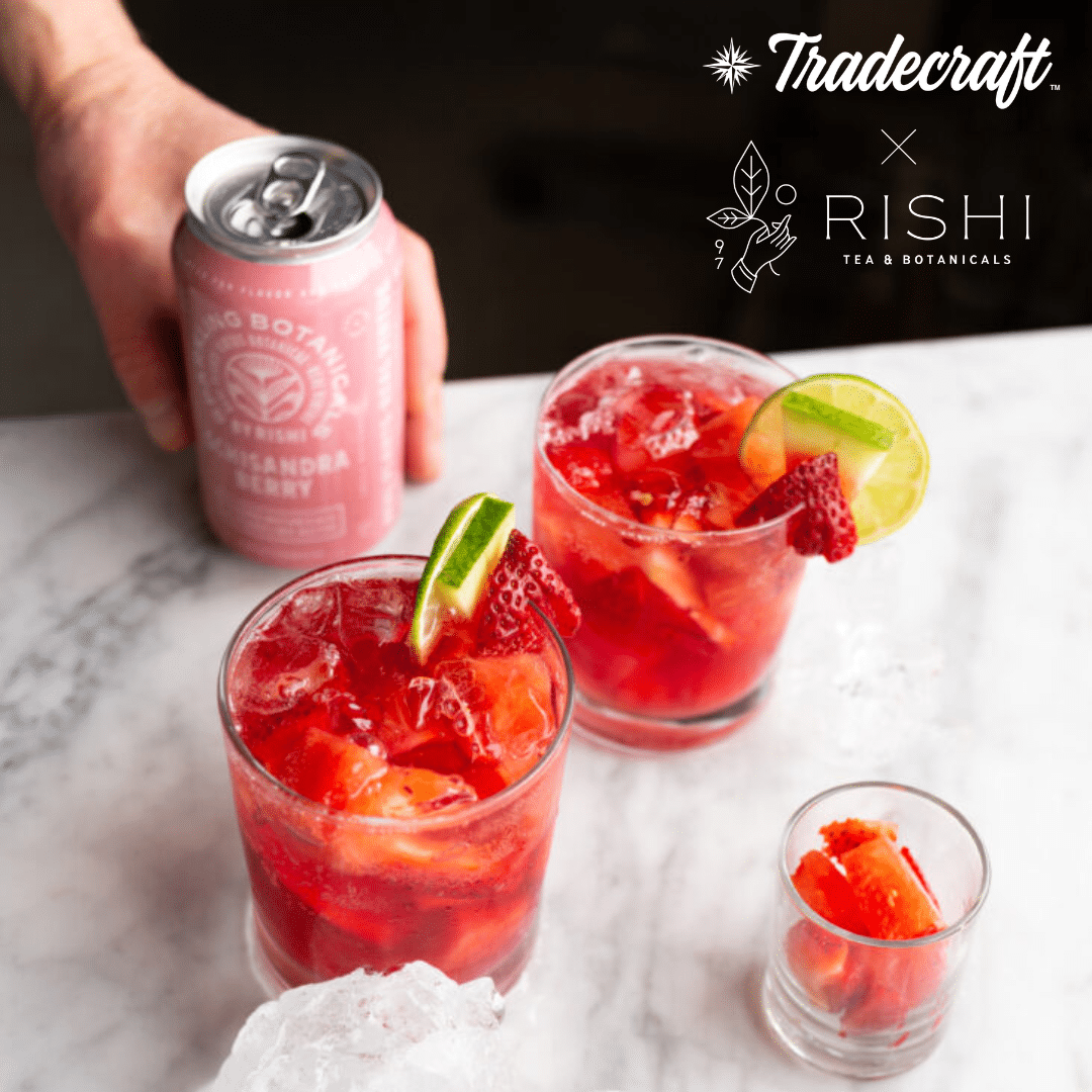 Zero Proof Strawberry Shiso Sangria: Tradecraft & Rishi Tea & Botanicals