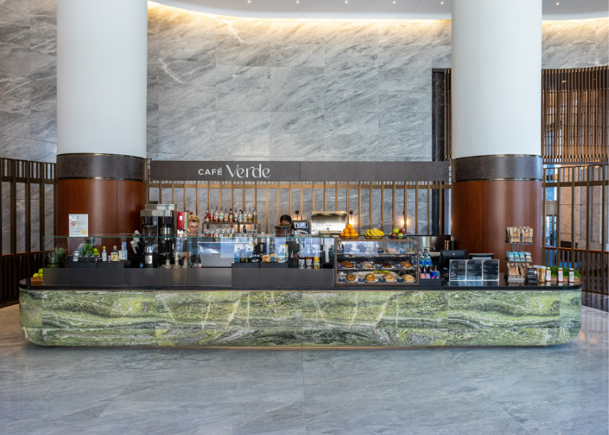 Cafe verse in a hotel setting